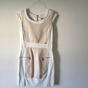 Guy Laroche Ivory and Beige Midi Dress